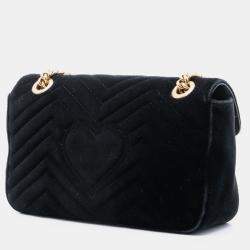 مملوكة مسبقًا Gucci Black Medium GG Marmont Matelasse Velvet Sequin Embellished Shoulder Bag