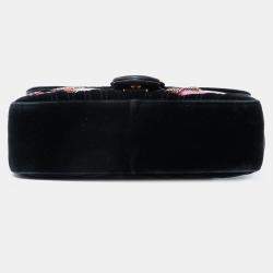 مملوكة مسبقًا Gucci Black Medium GG Marmont Matelasse Velvet Sequin Embellished Shoulder Bag