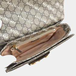 Pre Owned حقيبة كتف غوتشي هاكر هورسبيت 1955 جلد GG سوبرم بيج أبيض