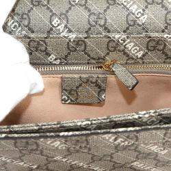 Pre Owned حقيبة كتف غوتشي هاكر هورسبيت 1955 جلد GG سوبرم بيج أبيض