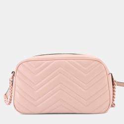 Pre Owned حقيبة كتف غوتشي مارمونت صغيرة جلد زهري