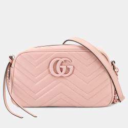 مملوكة مسبقًا Gucci GG Marmont Small Pink Leather Shoulder Bag