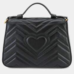 مملوكة مسبقًا Gucci GG Marmont Mini Black Leather Top Handle Bag