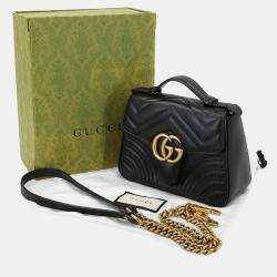 مملوكة مسبقًا Gucci GG Marmont Mini Black Leather Top Handle Bag