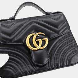 مملوكة مسبقًا Gucci GG Marmont Mini Black Leather Top Handle Bag