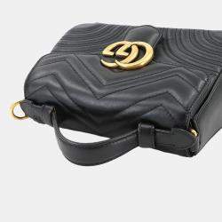 مملوكة مسبقًا Gucci GG Marmont Mini Black Leather Top Handle Bag