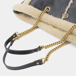 مملوكة مسبقًا حقيبة يد غوتشي مارمونت جلد فرو أسود