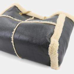 مملوكة مسبقًا حقيبة يد غوتشي مارمونت جلد فرو أسود