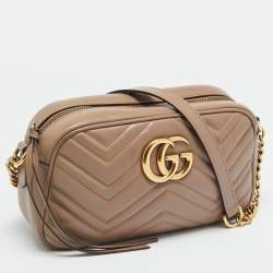 مملوكة مسبقًا Gucci GG Marmont Small Dusty Pink Matelassé Leather Camera Bag