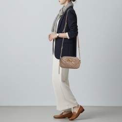 مملوكة مسبقًا Gucci GG Marmont Small Dusty Pink Matelassé Leather Camera Bag