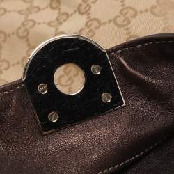مملوكة مسبقًا حقيبة غوتشي "بابوسكا اندي هوبو" متوسطة جلد و كانفاس جي جي بيج و بني داكن