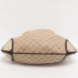 مملوكة مسبقًا حقيبة غوتشي "بابوسكا اندي هوبو" متوسطة جلد و كانفاس جي جي بيج و بني داكن