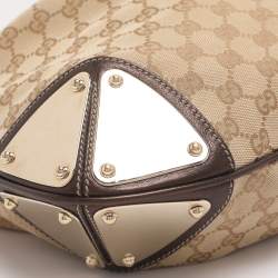 مملوكة مسبقًا حقيبة غوتشي "بابوسكا اندي هوبو" متوسطة جلد و كانفاس جي جي بيج و بني داكن