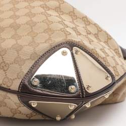 مملوكة مسبقًا حقيبة غوتشي "بابوسكا اندي هوبو" متوسطة جلد و كانفاس جي جي بيج و بني داكن