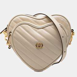 مملوكة مسبقًا Gucci Brown Mini Matelasse Leather Heart Crossbody