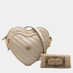 مملوكة مسبقًا Gucci Brown Mini Matelasse Leather Heart Crossbody