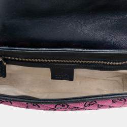 Pre Owned Gucci Pink Medium GG Marmont Matelasse Diagonal GG Canvas Shoulder Bag