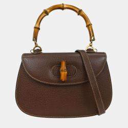 مملوكة مسبقًا Gucci Brown Pigskin Bamboo 2Way Handbag