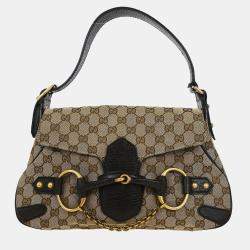 مملوكة مسبقًا Gucci Beige Canvas Horsebit GG Handbag