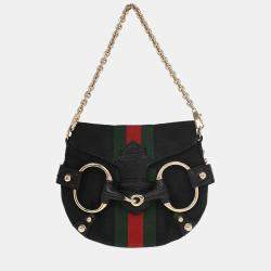 مملوكة مسبقًا Gucci Black Canvas Gg Horsebit Handbag