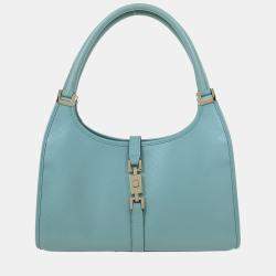 Pre Owned Gucci Light Blue Leather Gg Jackie Handbag