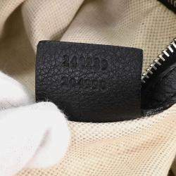 Pre Owned Gucci Black Techno Horsebit Xl Hobo Bag