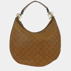 Pre Owned حقيبة هوبو غوتشي غوتشيسيما بنية جيجي توينز