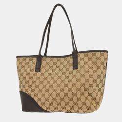 Pre Owned Gucci Brown Beige Gg Tote Bag