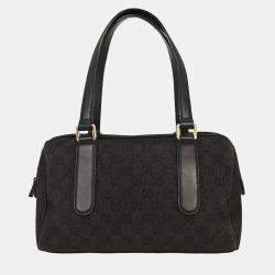 Pre Owned Gucci Black Canvas Gg Handbag