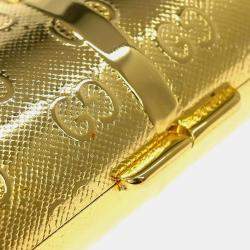 مملوكة مسبقًا Gucci Gold Metal Gg Pouch Chain Shoulder Bag