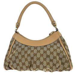 مملوكة مسبقًا Gucci Beige Gg Abbey D Ring Handbag