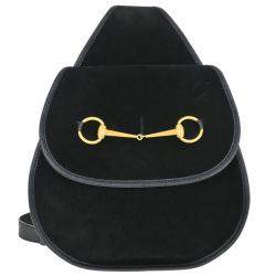 مملوكة مسبقًا Gucci Black Suede Horsebit Sling Shoulder Bag