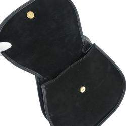 Pre Owned حقيبة كتف غوتشي شامواه سوداء مع حلقة معدنية للكتف