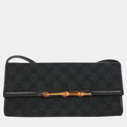 مملوكة مسبقًا Gucci Black GG Bamboo Shoulder Bag