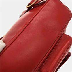 Pre Owned Gucci Bamboo Red Leather Backpack