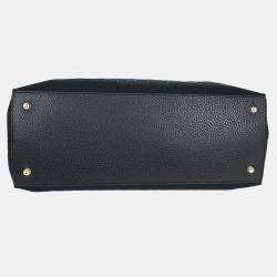 Pre Owned حقيبة يد جوتشي توت بمقبض من البامبو سوداء GG