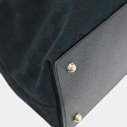 Pre Owned حقيبة يد جوتشي توت بمقبض من البامبو سوداء GG