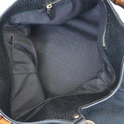 Pre Owned حقيبة يد جوتشي توت بمقبض من البامبو سوداء GG