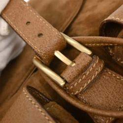 Pre Owned حقيبة ظهر غوتشي جلد شامواه بني بامبو