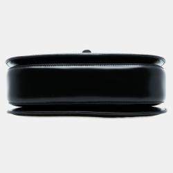 Pre Owned Gucci Black Calfskin Frame Print Bamboo Top Handle Bag