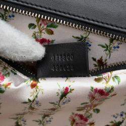 Pre Owned Gucci Black Calfskin Frame Print Bamboo Top Handle Bag