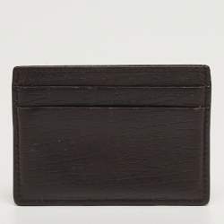 Pre Owned Gucci Interlocking G Dark Brown Leather Card Holder