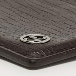 Pre Owned Gucci Interlocking G Dark Brown Leather Card Holder
