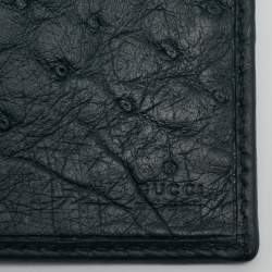 مملوكة مسبقًا محفظة غوتشي جلد نعامة أزرق داكن كونتيننتال