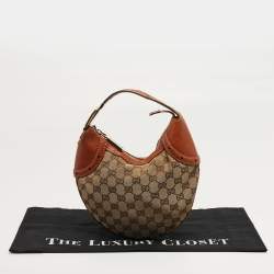 مملوكة مسبقًا Gucci Buckle Brown/Beige GG Canvas and Leather Hobo