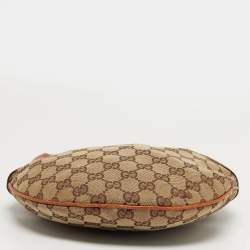 مملوكة مسبقًا Gucci Buckle Brown/Beige GG Canvas and Leather Hobo