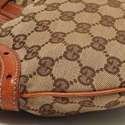 مملوكة مسبقًا Gucci Buckle Brown/Beige GG Canvas and Leather Hobo
