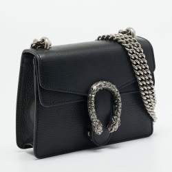 Pre Owned Gucci Crystal Dionysus Mini Black Leather Shoulder Bag