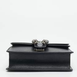 Pre Owned Gucci Crystal Dionysus Mini Black Leather Shoulder Bag
