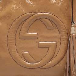 مملوكة مسبقًا حقيبة يد توتس غوتشي سوهو جلد مُحبب ذهبي فاتح بسلسلة متوسطة 